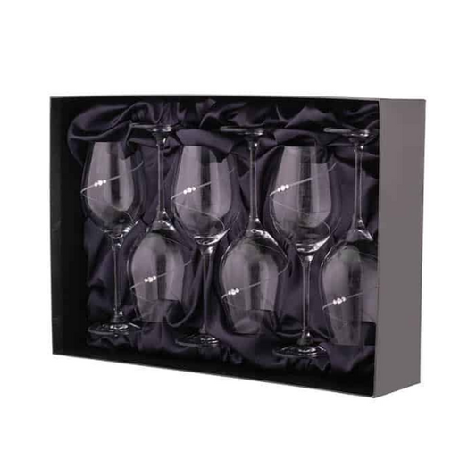 Diamante Wine Glasses - Set of 6 - In Gift Box