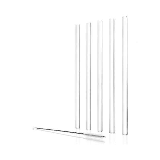 Stolzle Glass Drinking Straws with Cleaning Brush - Set of 6