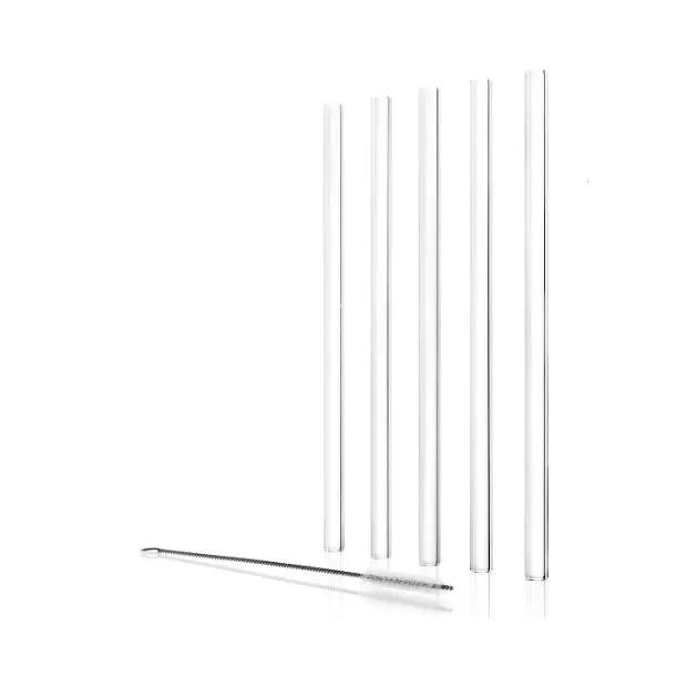 Stolzle Glass Drinking Straws with Cleaning Brush - Set of 6