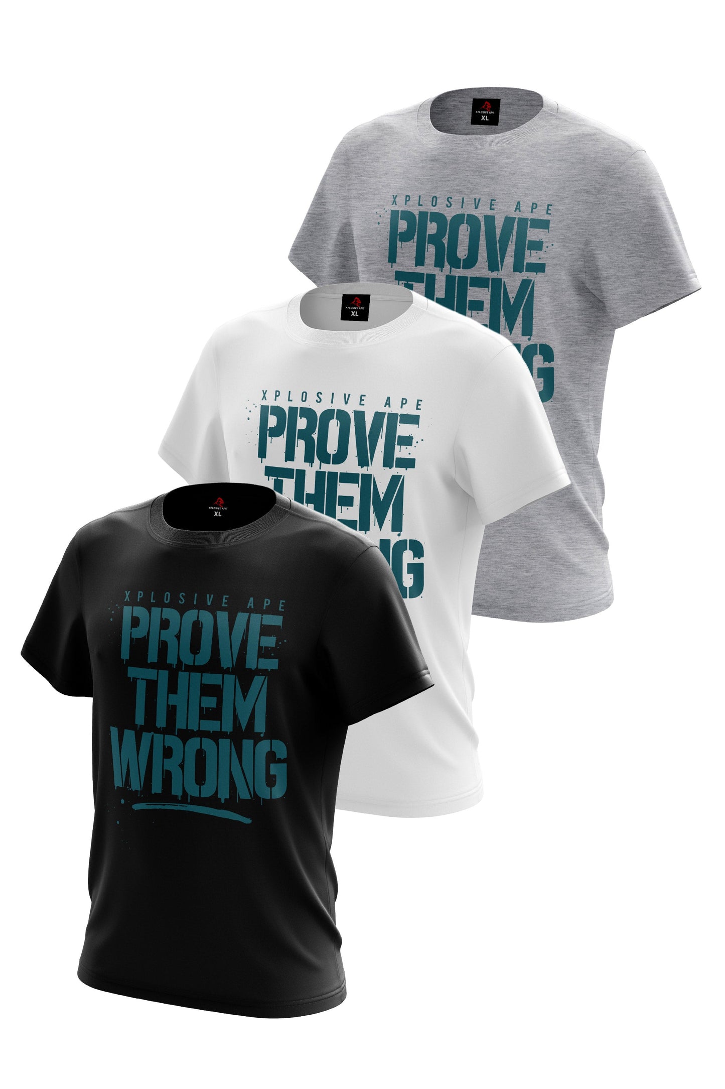 XAPE Prove Them Wrong 3 Tees Pack - White/Sports Grey/Black