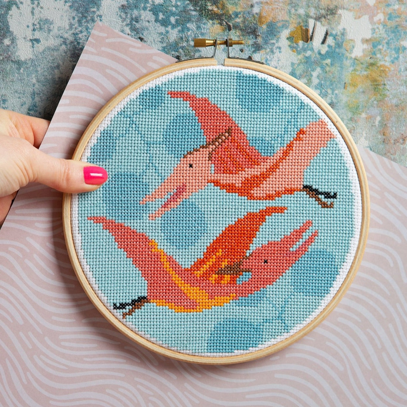 'Pterodactyl' Dinosaur Cross Stitch Kit for Beginners