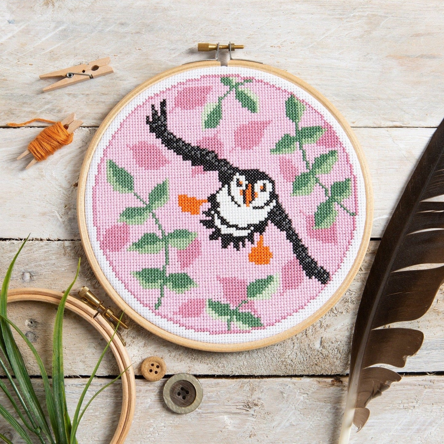 'Puffin' Bird Cross Stitch Kit for Beginners