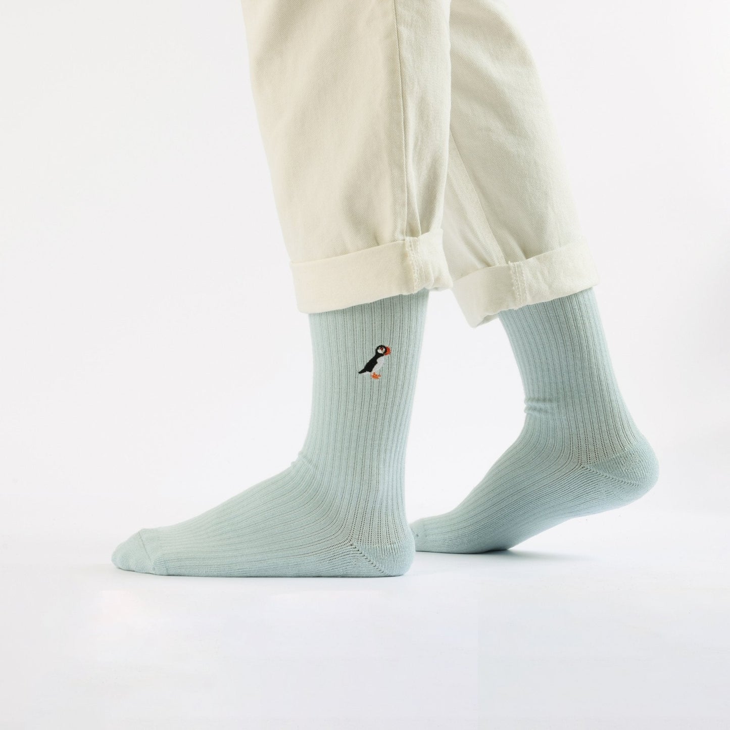 Save the Puffin Ribbed Bamboo Socks