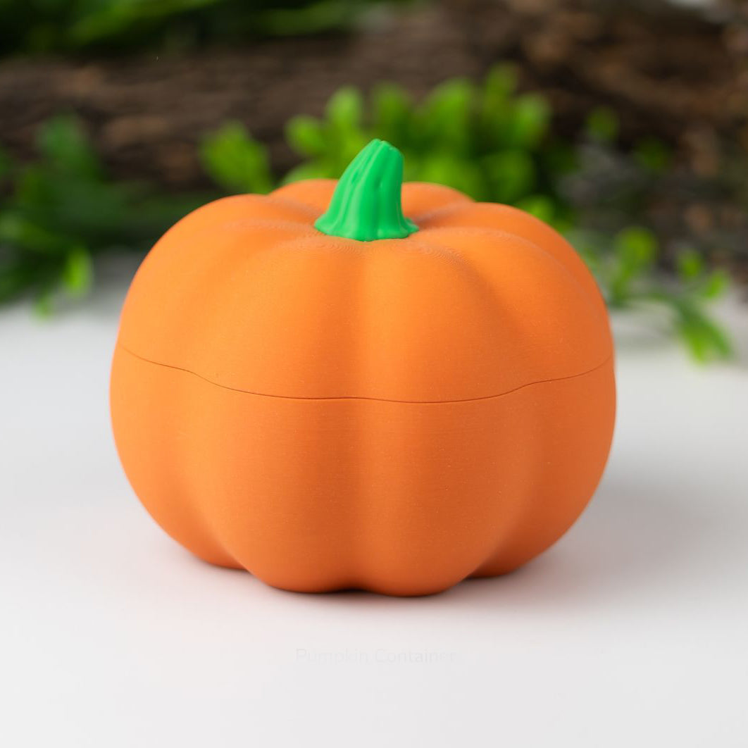 3D Printed Pumpkin Container with Skeleton Figurine | Spooky Halloween Decor & Candy Holder