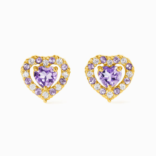 Purple Heart Lavender Amethyst Stud Earrings in 18k Gold Vermeil