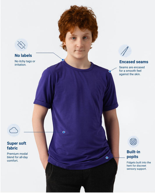 Kids Fidget-T x Caudwell Children – Short Sleeve- Purple