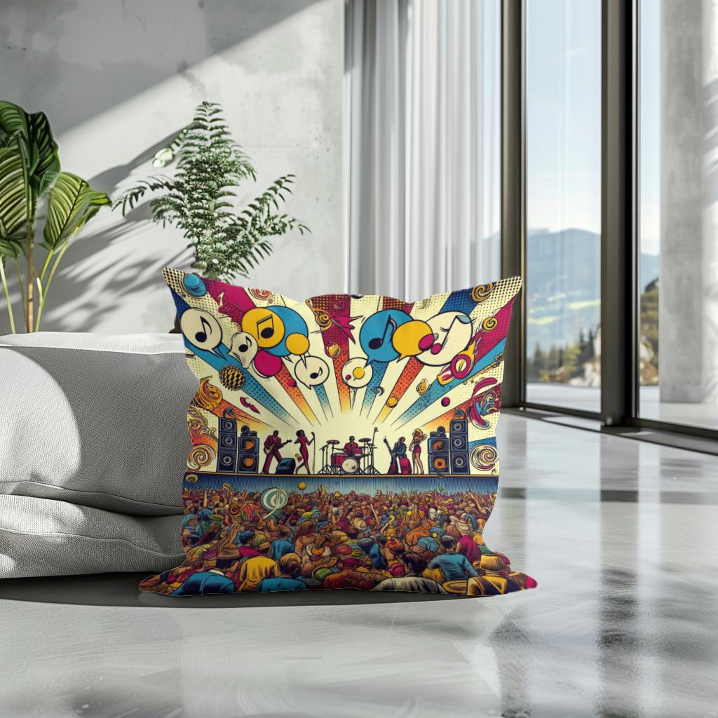 Pop Rhythms Festival Cotton Cushion