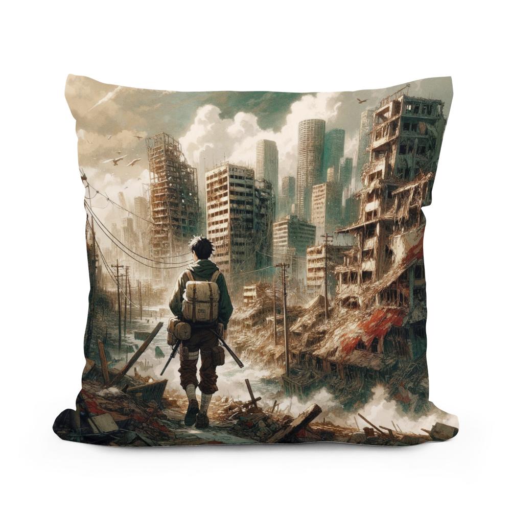 Resilience Amidst Ruins Cotton Cushion