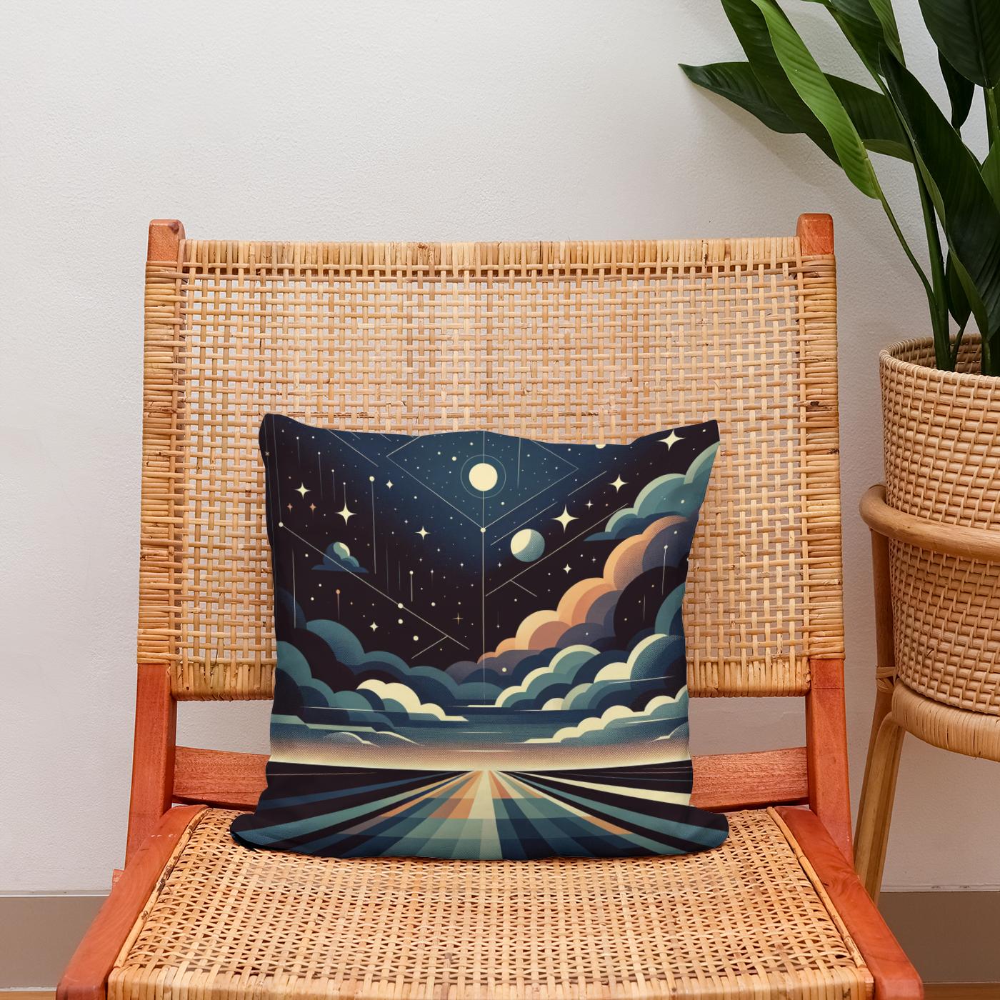 Celestial Harmony: Geometric Night Cotton Cushion