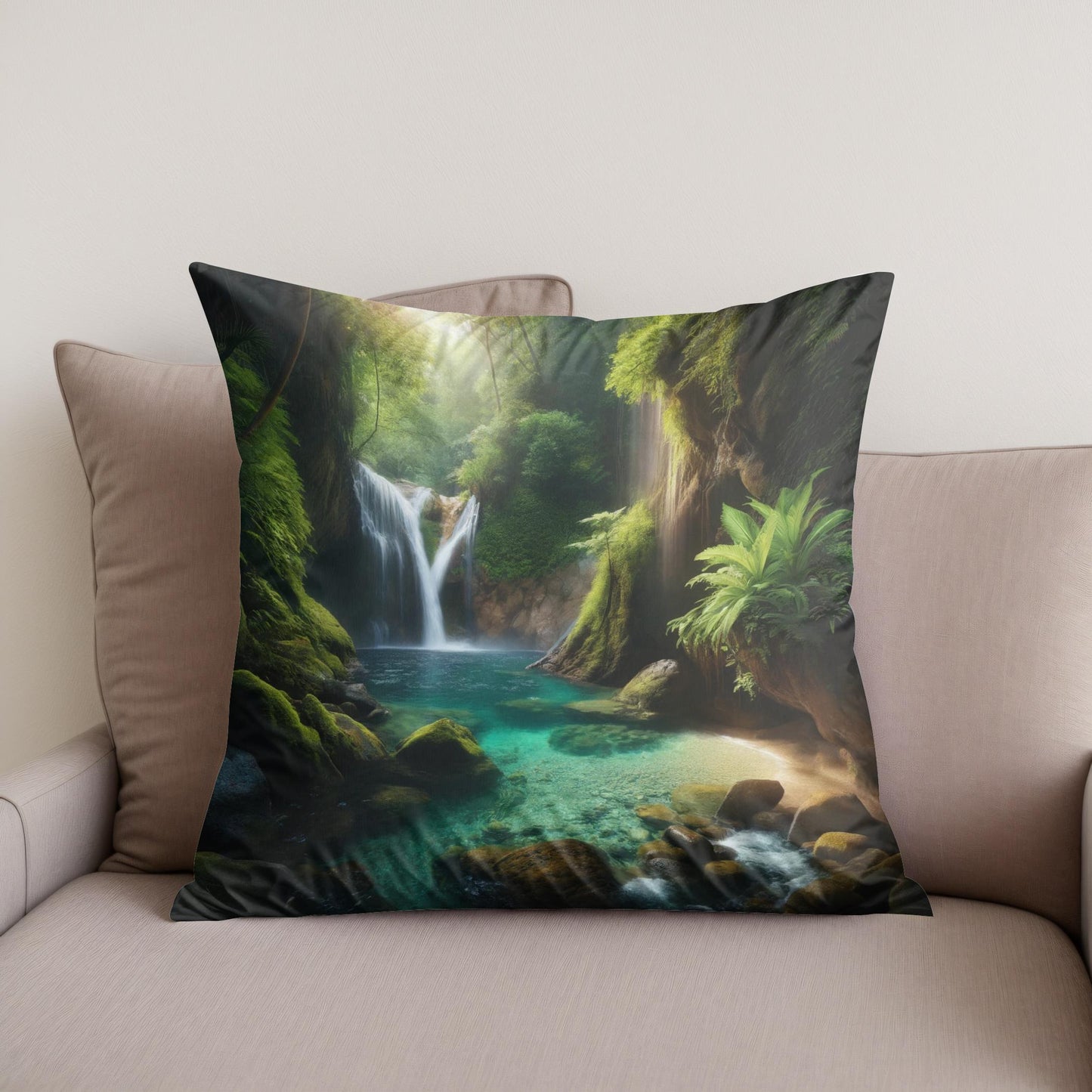 Hidden Waterfall Cove Cotton Cushion