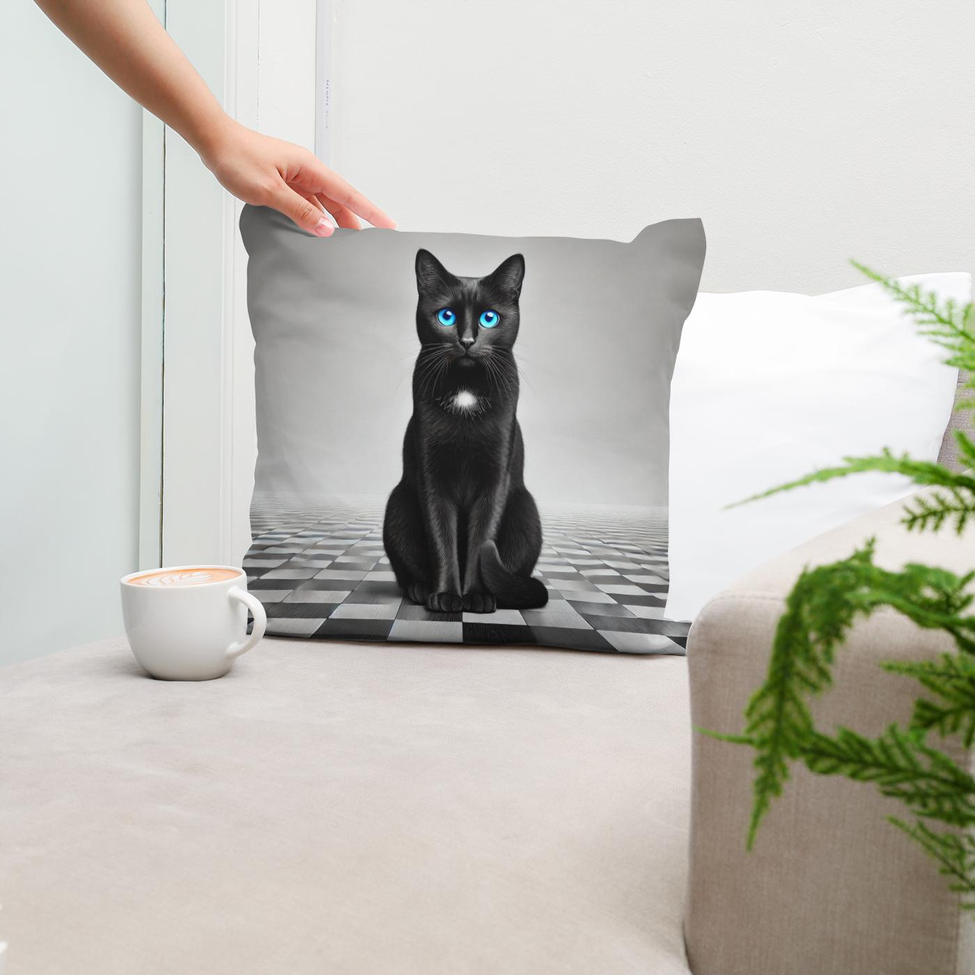 Midnight Blue Gaze Cotton Cushion