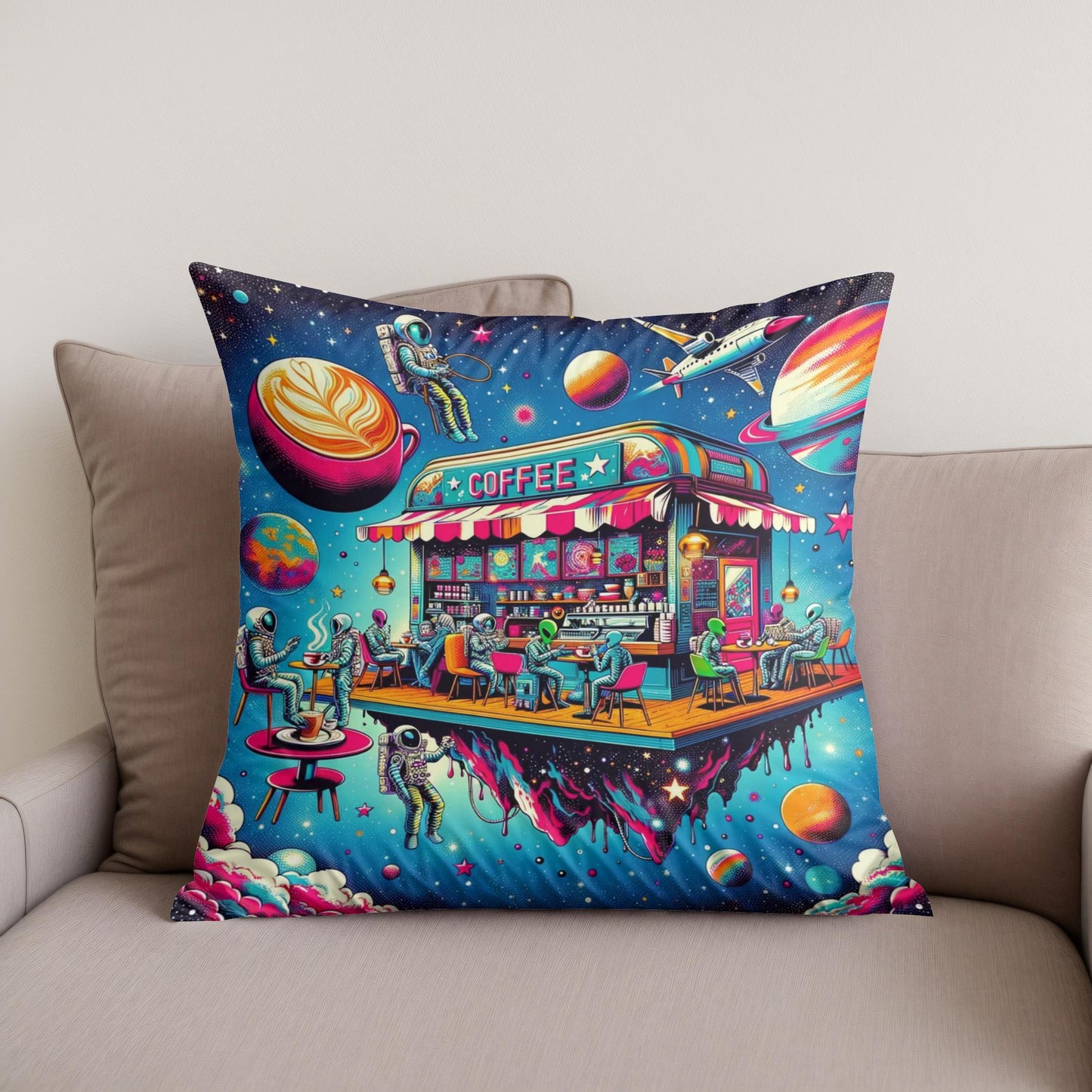 Cosmic Café Cotton Cushion