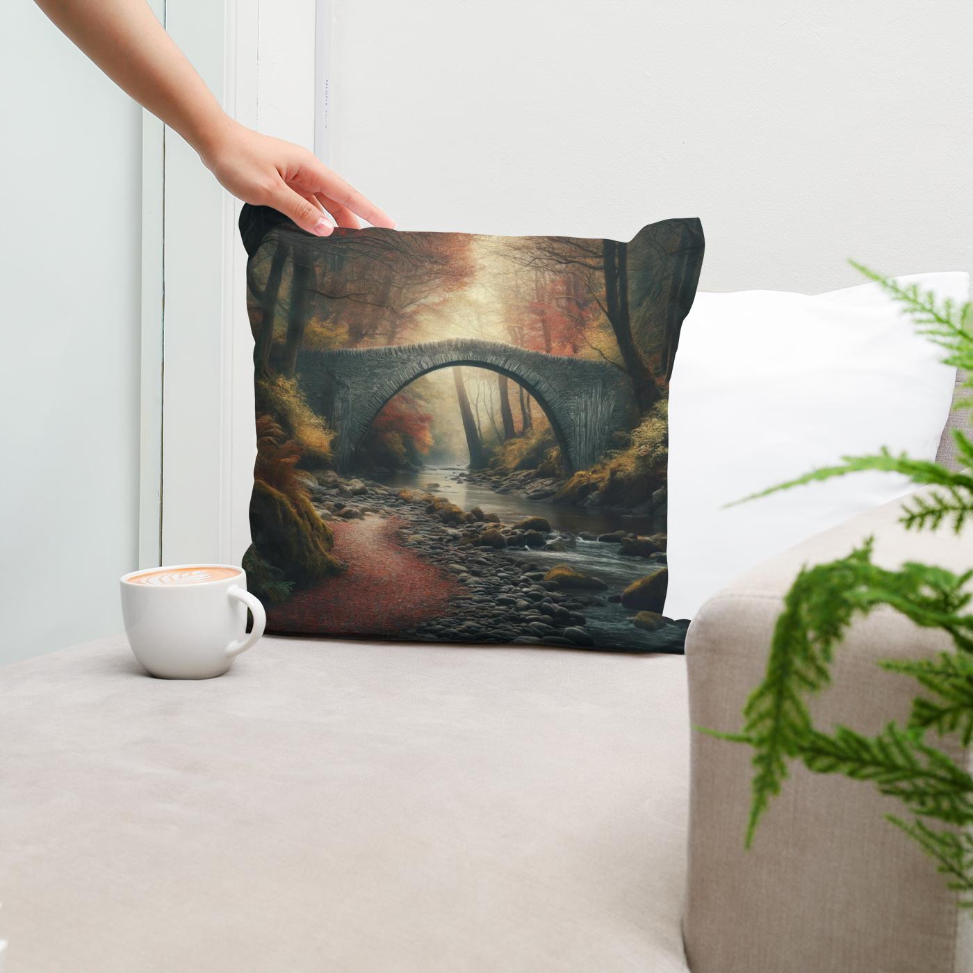 Autumn Bridge Solitude Cotton Cushion