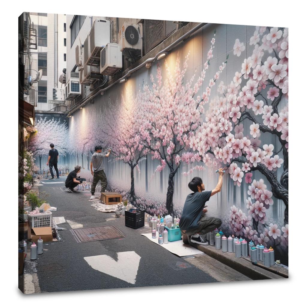 Cherry Blossom Graffiti Canvas