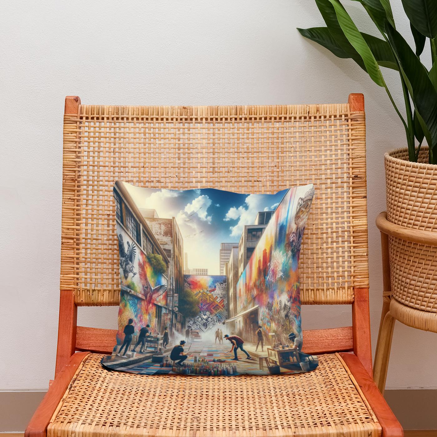 Alley Art Summer Gallery Cotton Cushion