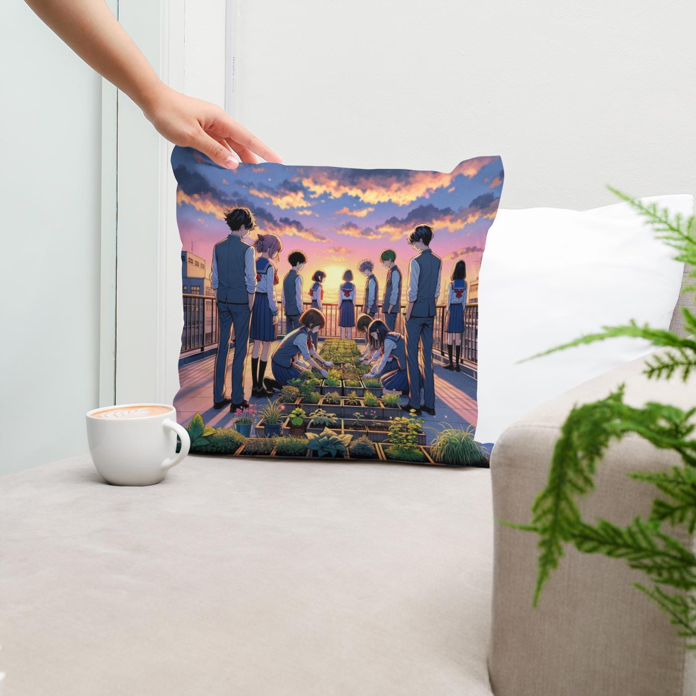 Rooftop Dreamscape Cotton Cushion