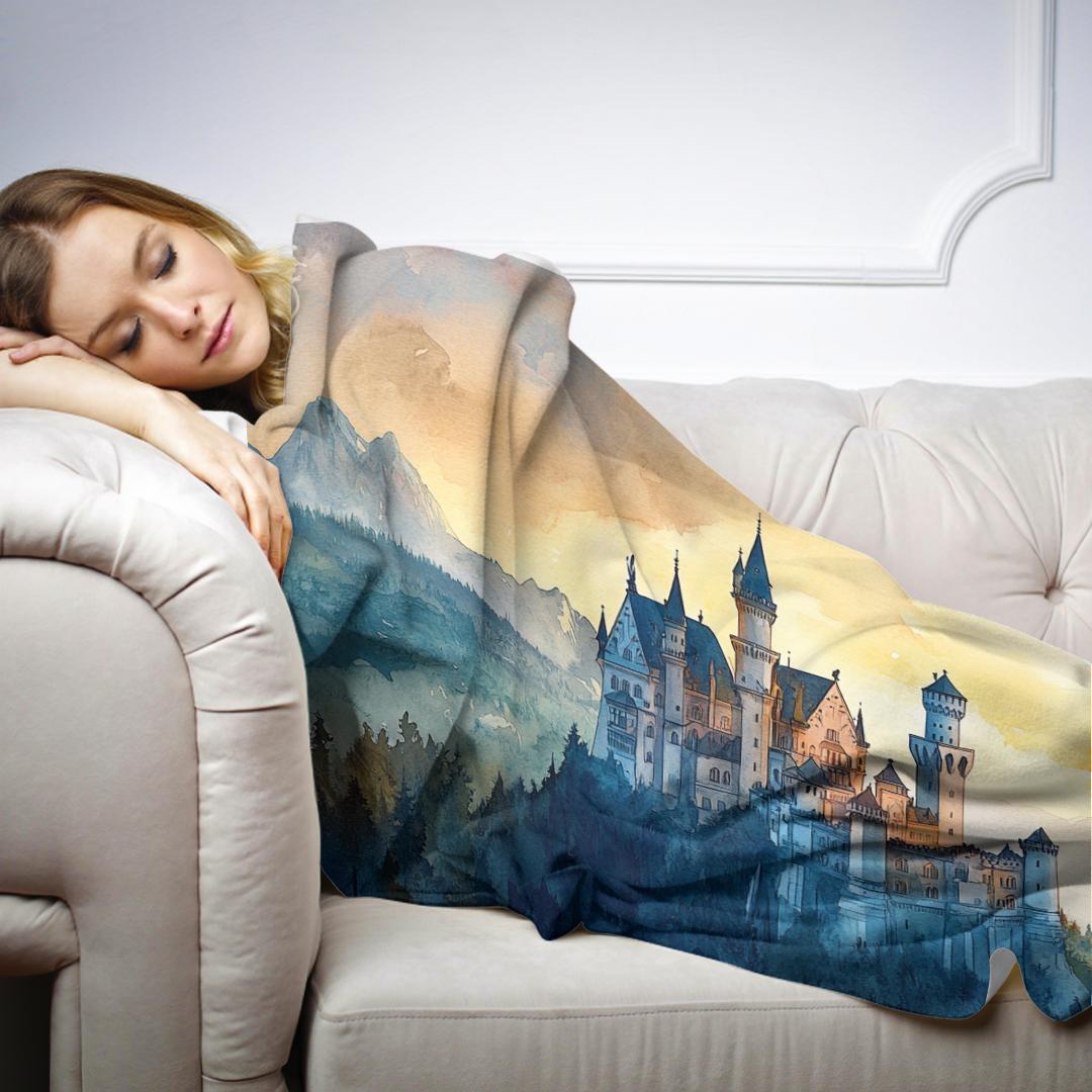 Enigmatic Sunset Castle Blanket