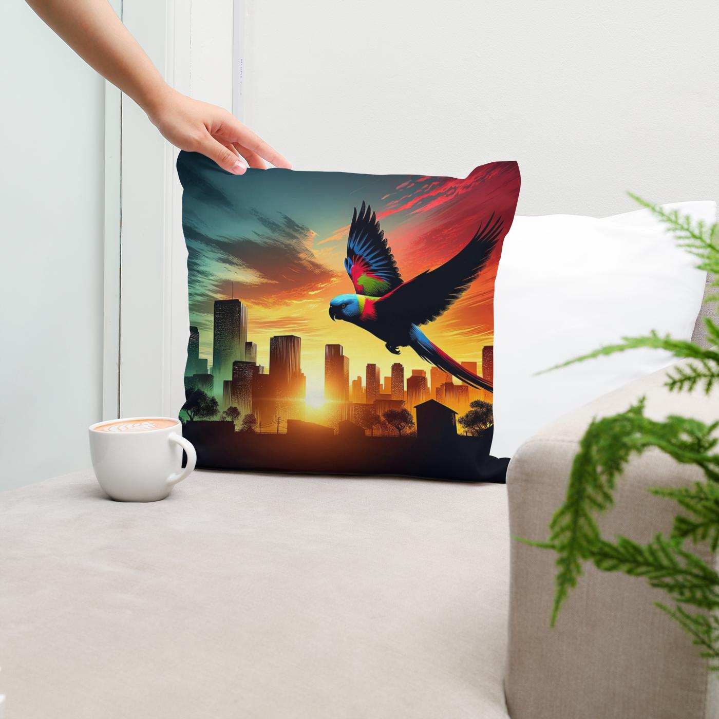 Urban Flight Silhouette Cotton Cushion