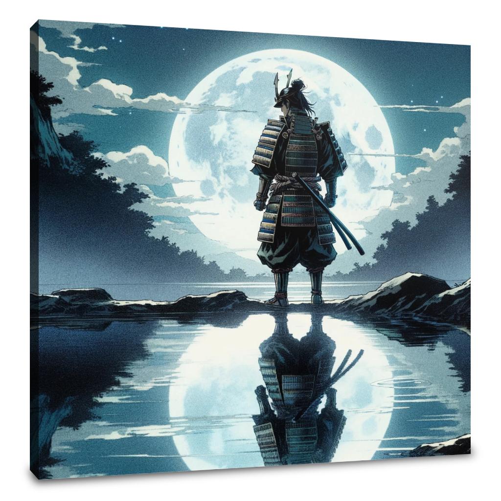 Moonlit Samurai Reflection Canvas