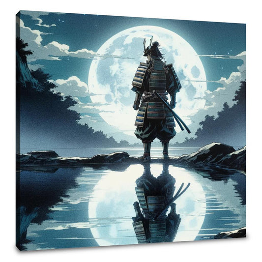 Moonlit Samurai Reflection Canvas