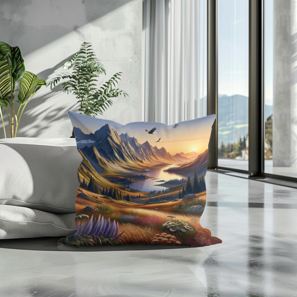 Tranquil Peaks Cotton Cushion