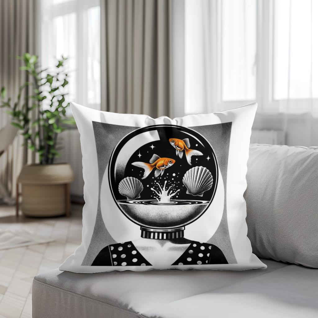 Whimsical Seashell Siren Cotton Cushion