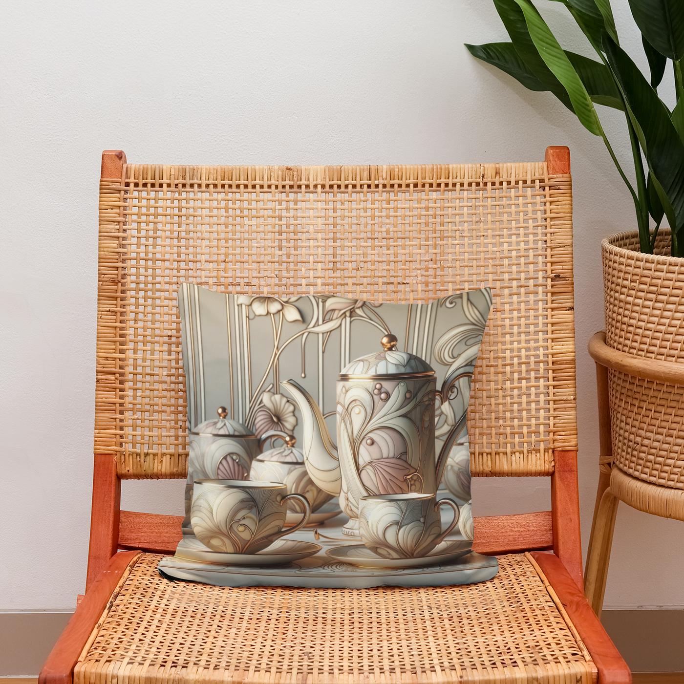 Art Nouveau Elegance Cotton Cushion