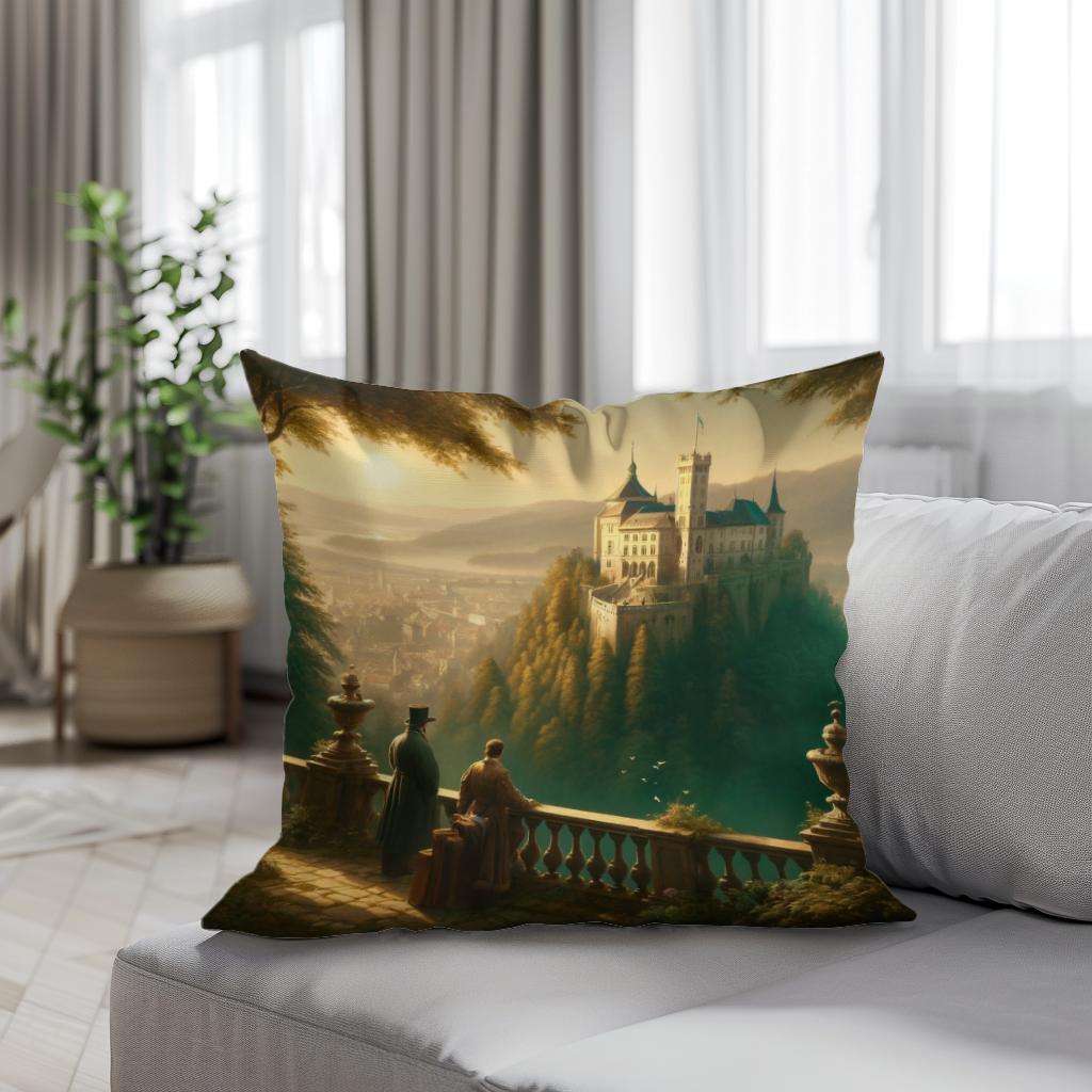 Morning Majesty at Ljubljana Castle Cotton Cushion
