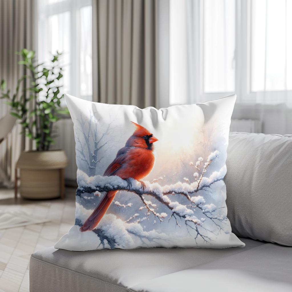 Cardinal's Winter Morning Cotton Cushion