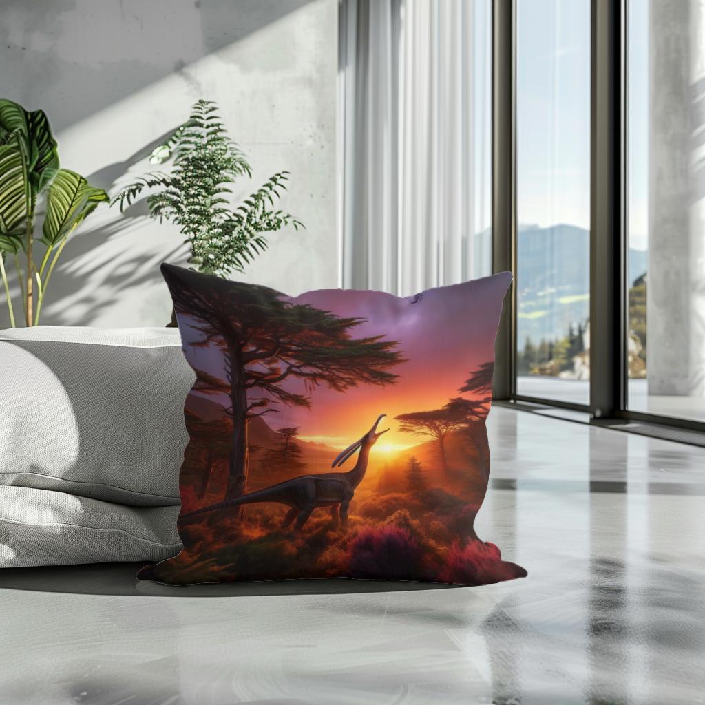 Sunset Serenade Parasaurolophus Cotton Cushion