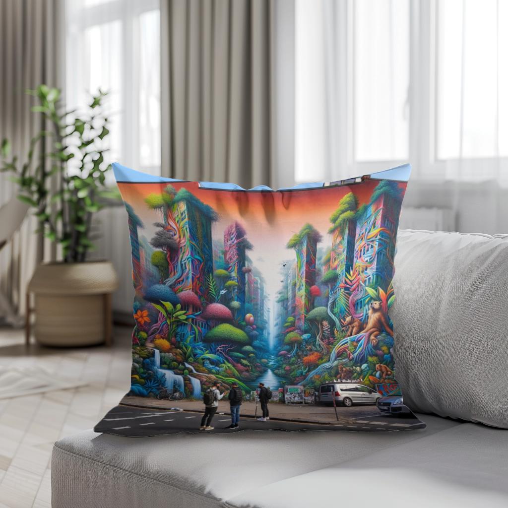Jungle Mural Dialogue Cotton Cushion