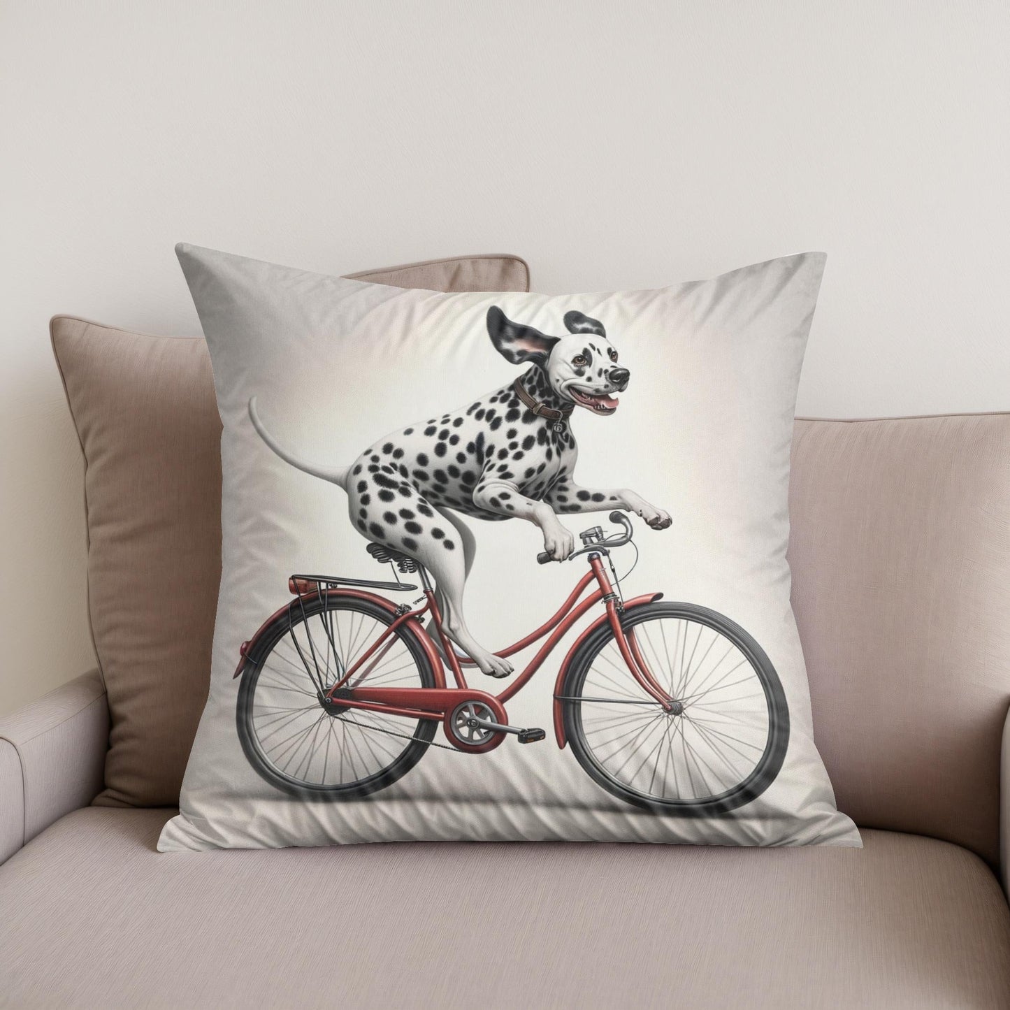 Pedalling Pooch Adventure Cotton Cushion