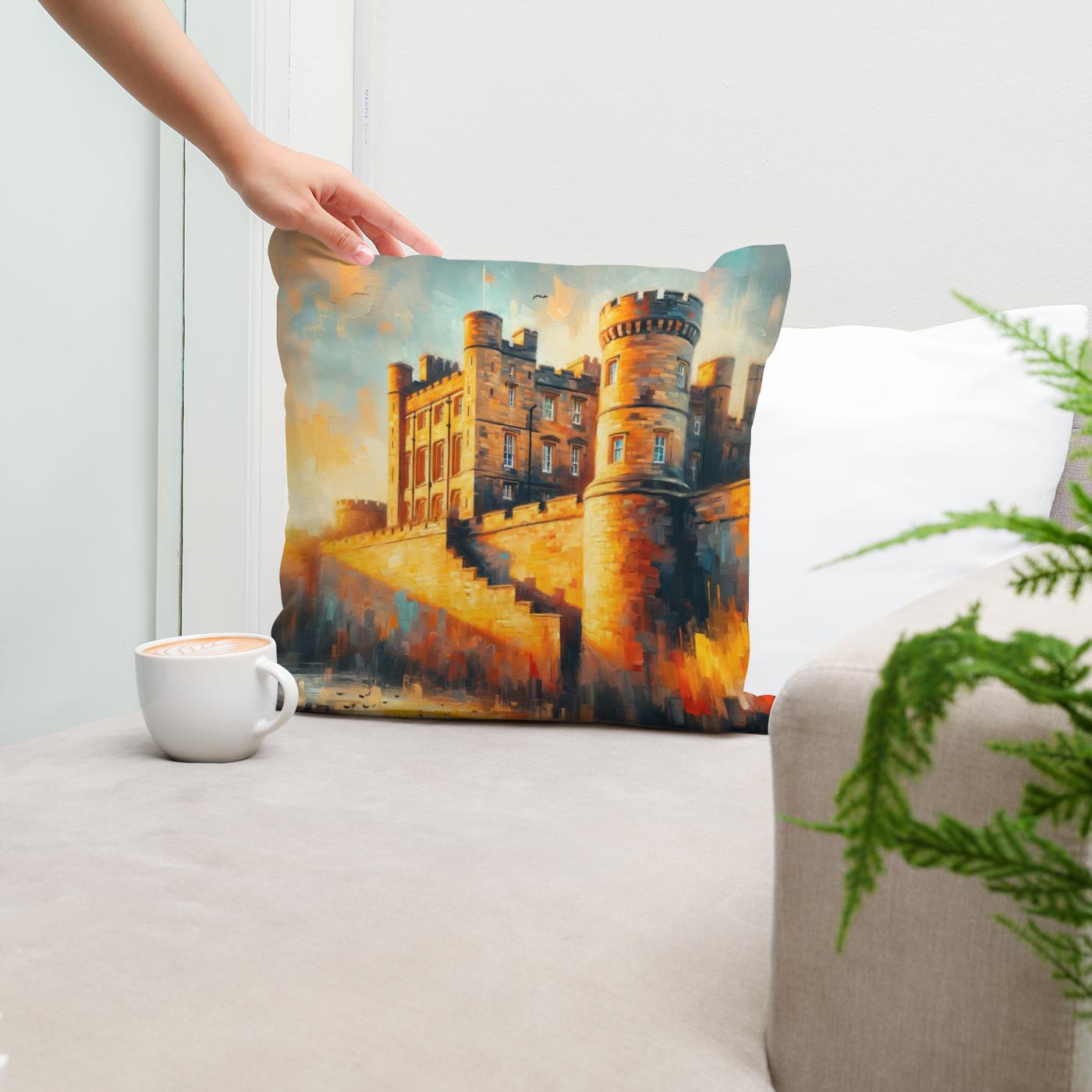 Newcastle Castle Keep Sunset Cotton Cushion