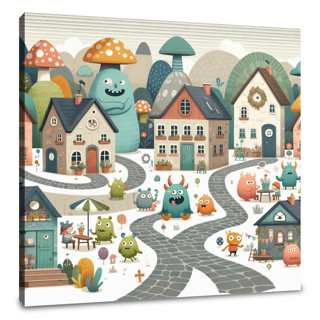 Monster Village Canvas