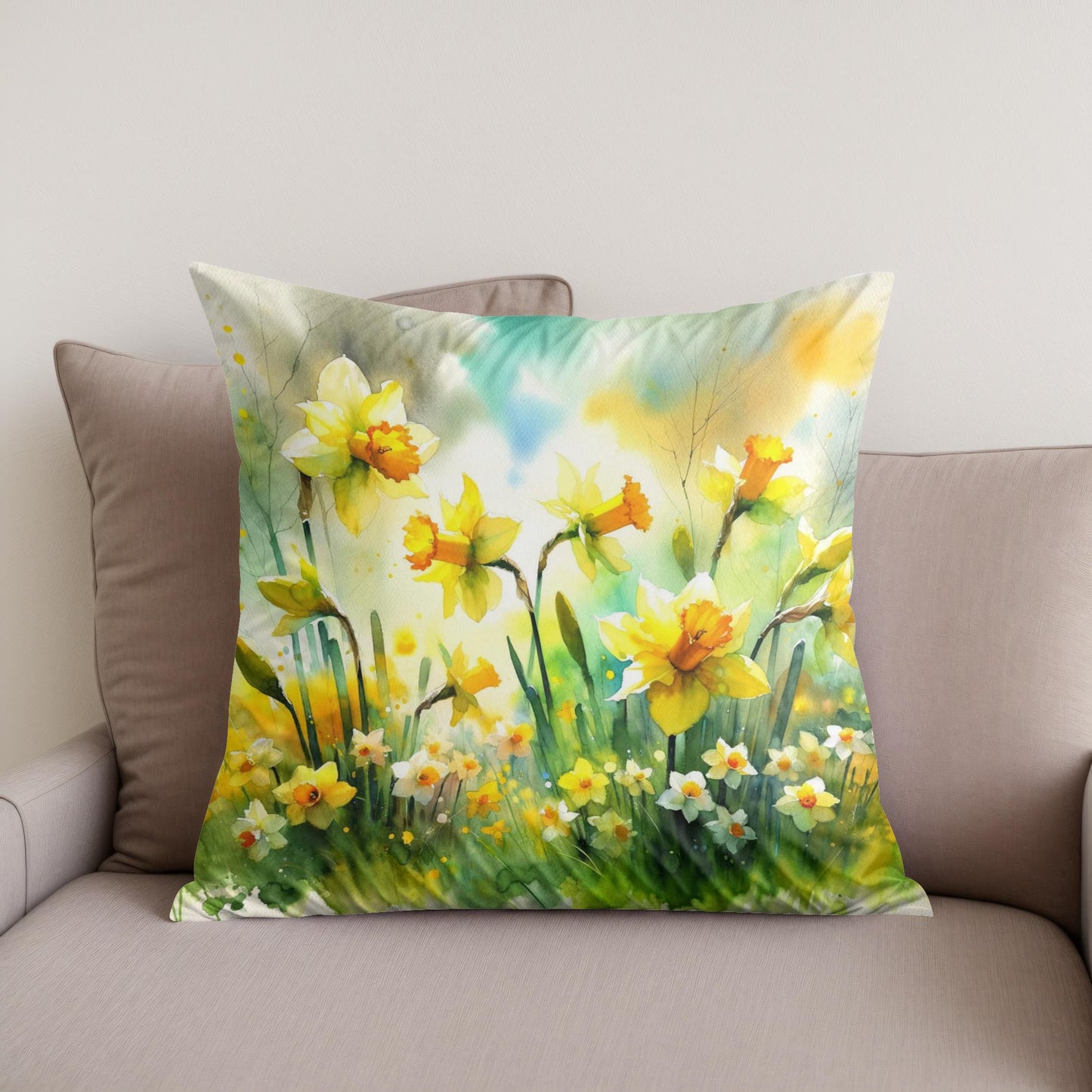 Spring's Joyful Dance Cotton Cushion