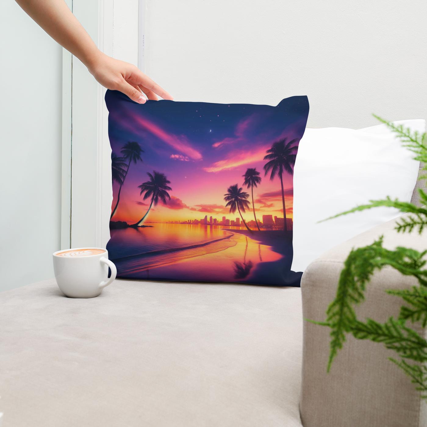 Miami Sunset Serenity Cotton Cushion