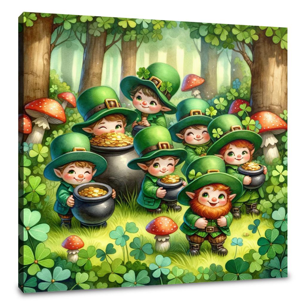 Clover Mischief Leprechauns Canvas