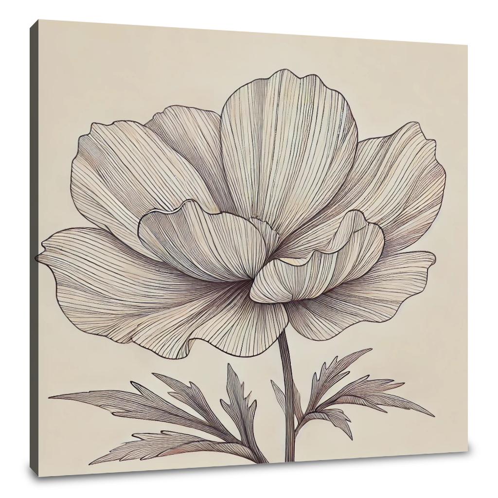 Radiant Bloom Line Art Canvas