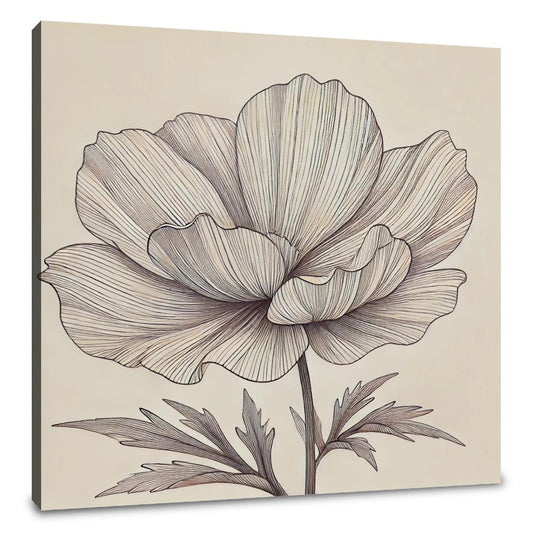 Radiant Bloom Line Art Canvas