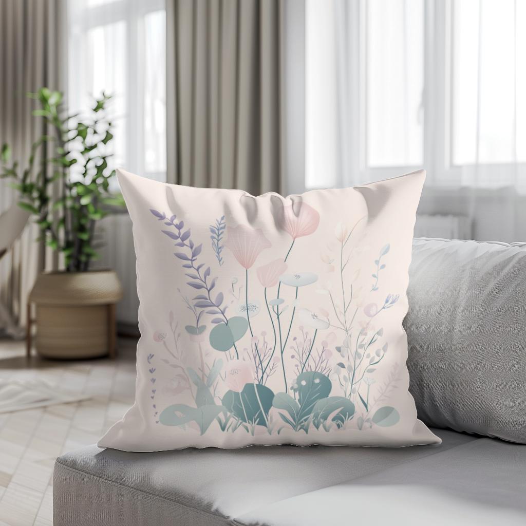 Vanilla Pastel Botanical Cotton Cushion