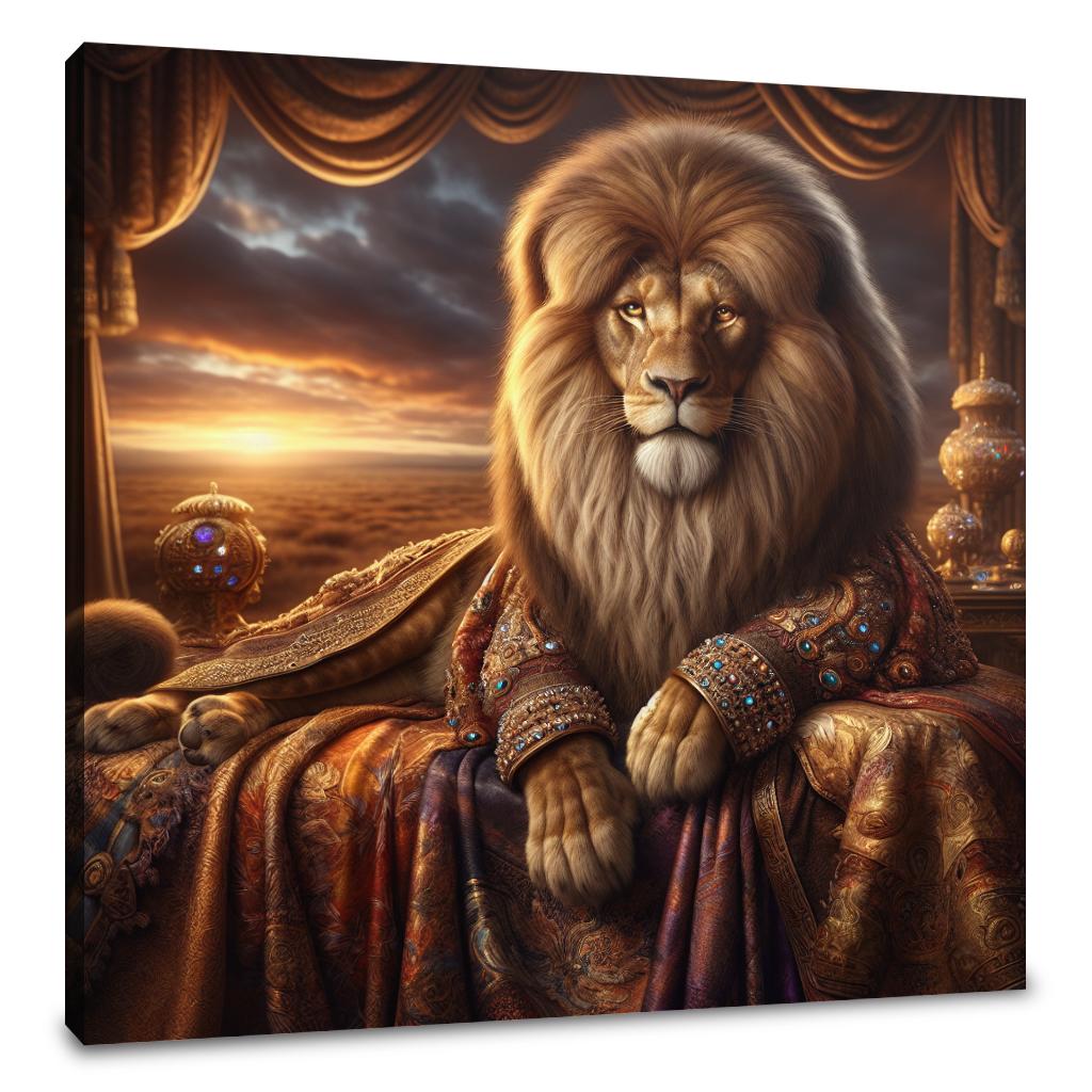 Regal Lion Majesty Sunset Canvas