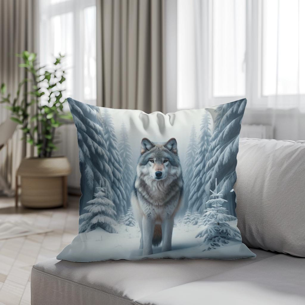 Winter's Sentinel Cotton Cushion