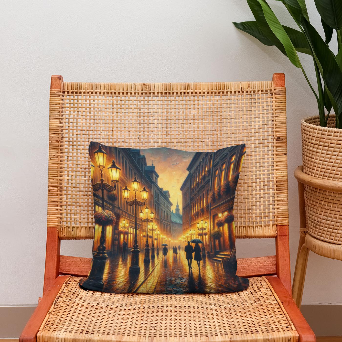 Rainy Evening Romance Cotton Cushion