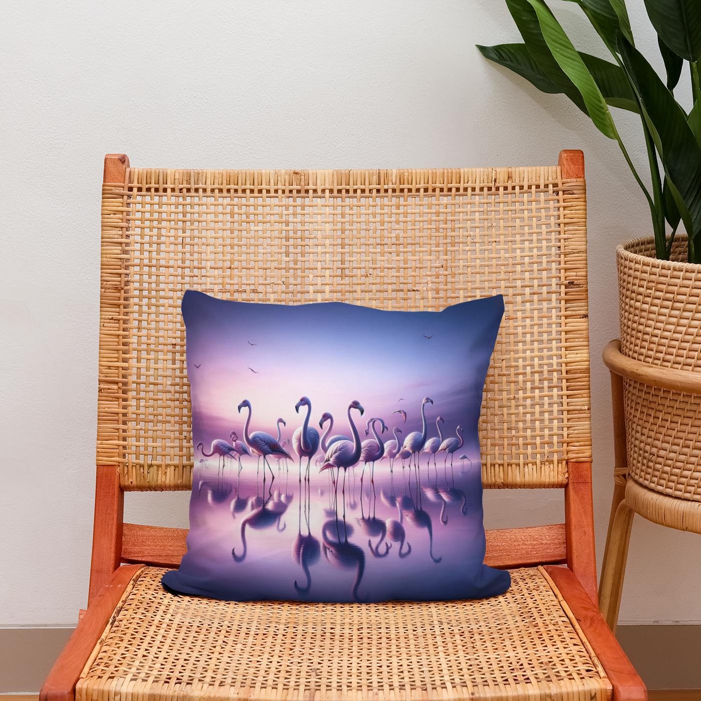 Twilight Flamingo Cotton Cushion