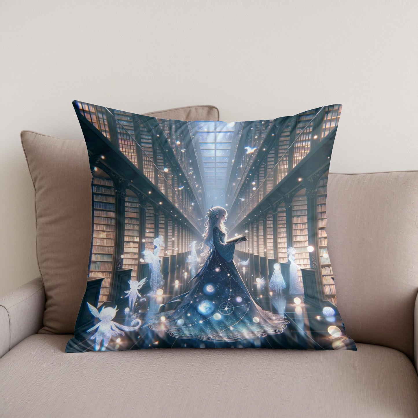 Celestial Librarian's Realm Cotton Cushion
