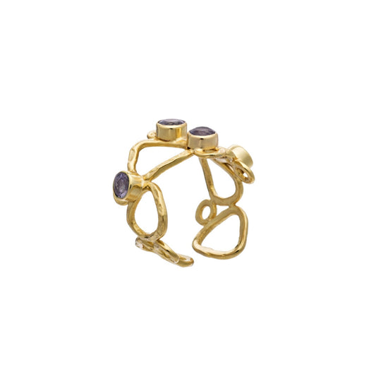 Thalia Adjustable Gemstone Ring: Labradorite