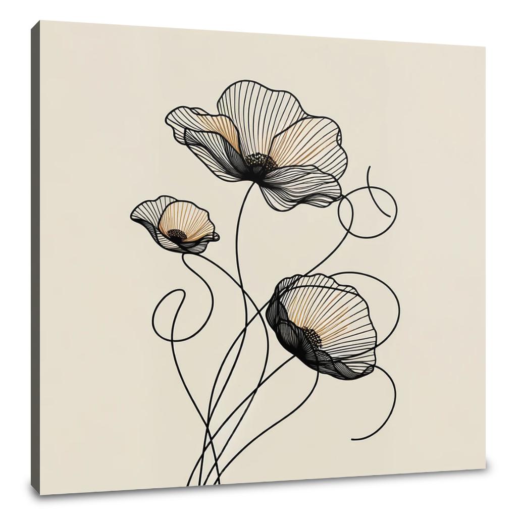 Golden Noir Poppies Canvas