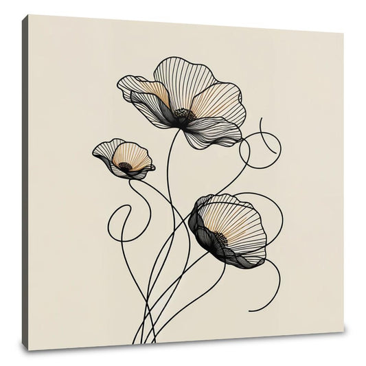 Golden Noir Poppies Canvas