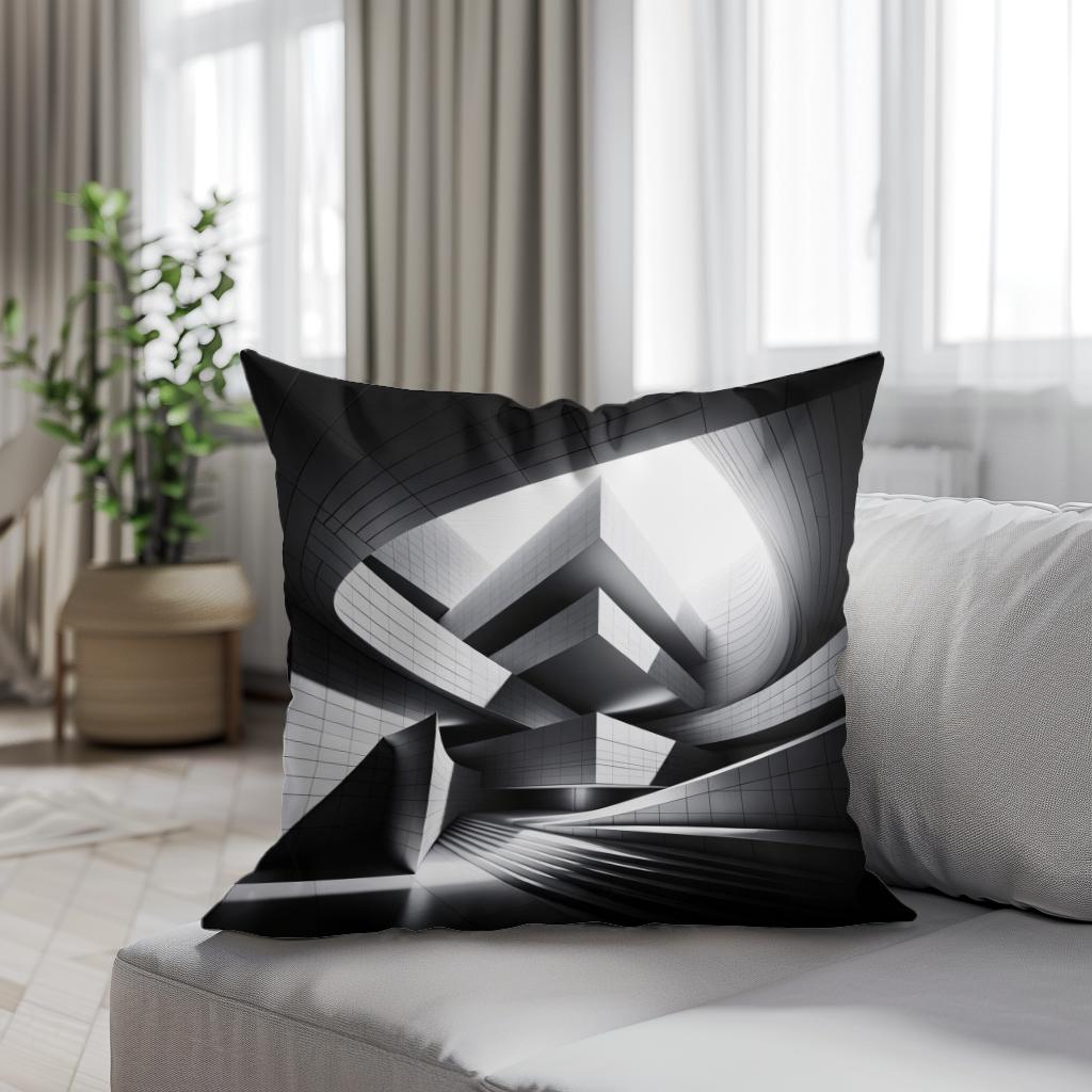 Modern Mirage: Light and Structure Cotton Cushion