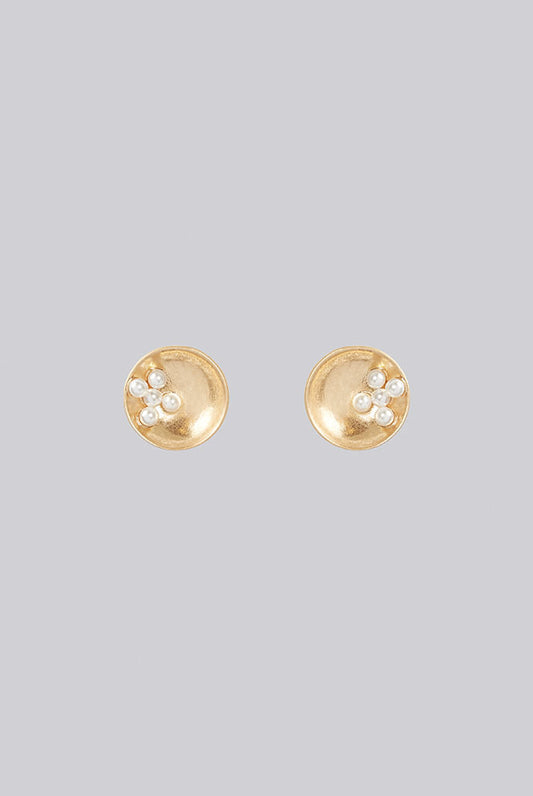 Louche Rabmag Gold And Pearl Oversized Stud Earring